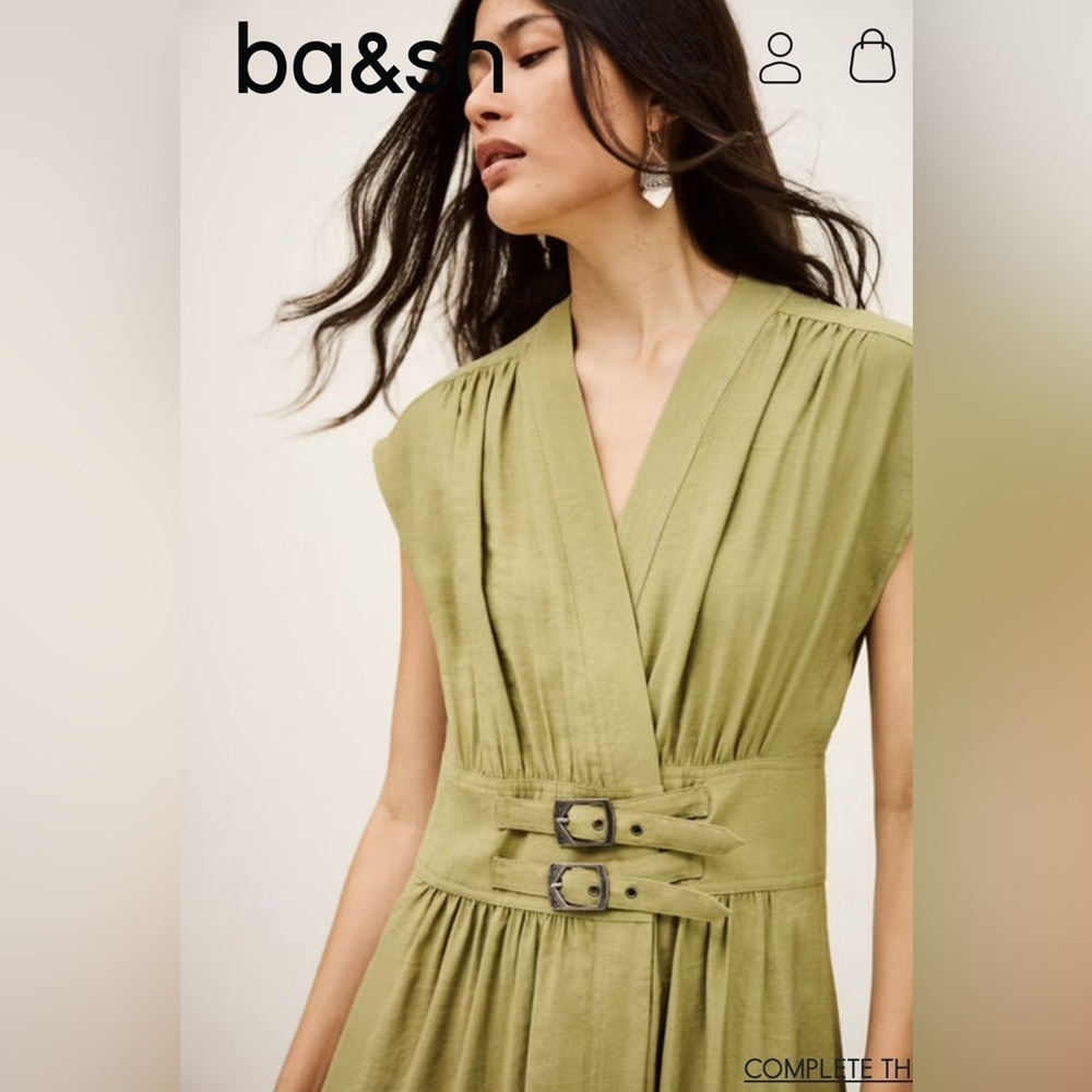 ba&sh Dove midi dress in olive green size small. - Picture 5 of 13